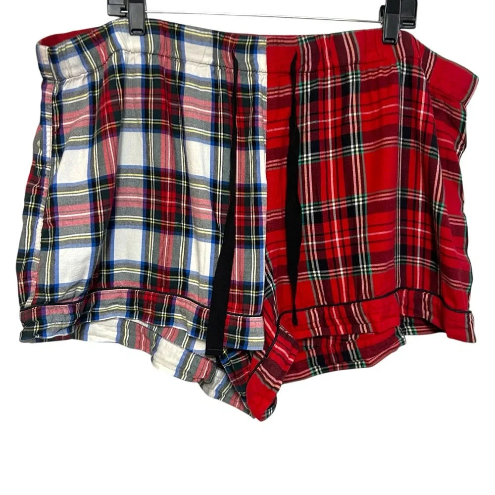 J.crew 2X Long-sleeve flannel pajama short set cocktail plaid lightweight cozy